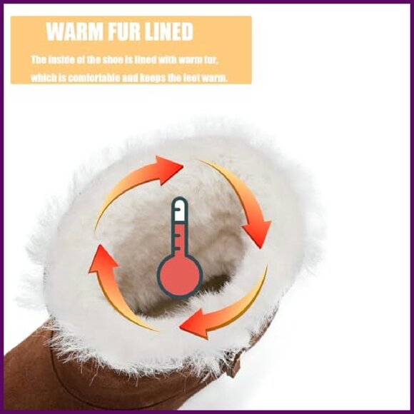 Women's Suede Ankle Boots with Faux Fur Lining Memory Foam Slip Resistant - Picture 5 of 8